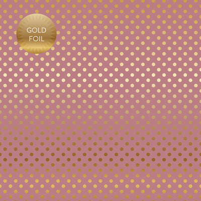 MAUVE GOLD FOIL DOT - Dots & Stripes 12x12 Cardstock Echo Park