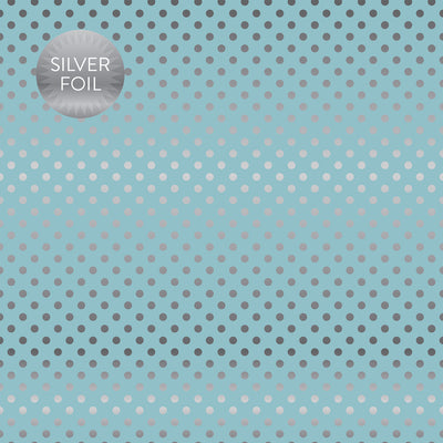 BLUEBELL SILVER FOIL DOT - Dots & Stripes 12x12 Cardstock Echo Park