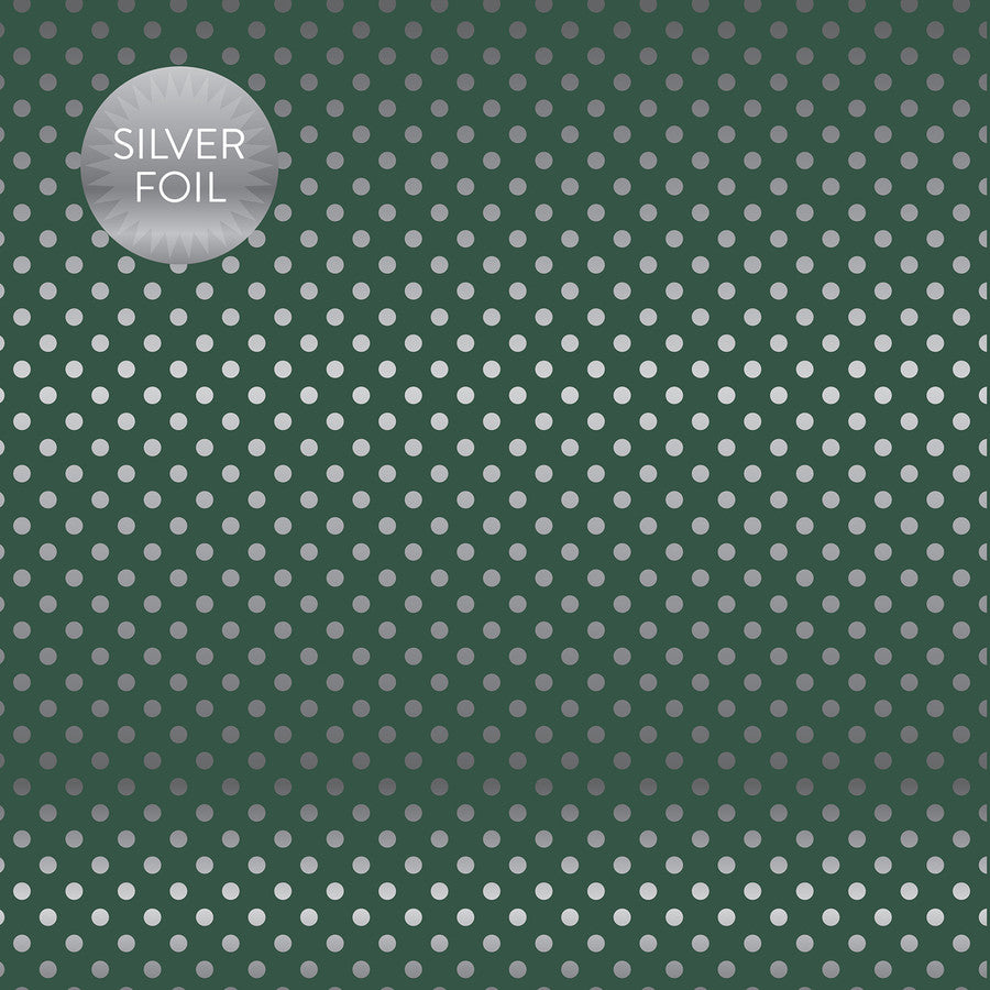 MALLARD SILVER FOIL DOT - Dots & Stripes 12x12 Cardstock Echo Park