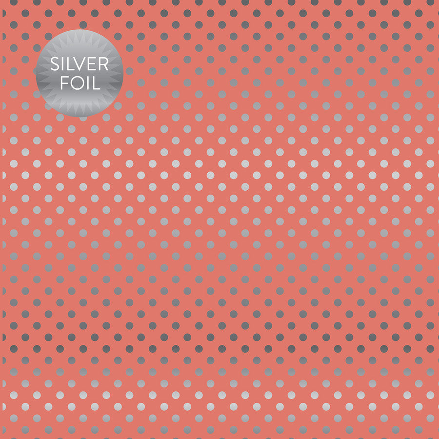PEONY SILVER FOIL DOT - Dots & Stripes 12x12 Cardstock Echo Park