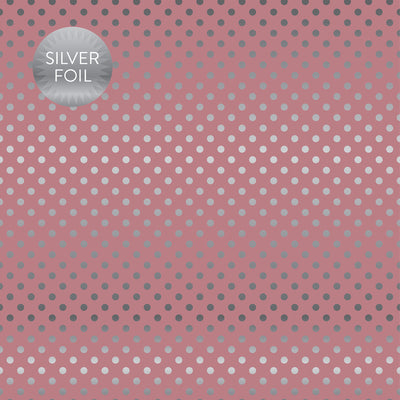 MAUVE SILVER FOIL DOT - Dots & Stripes 12x12 Cardstock Echo Park