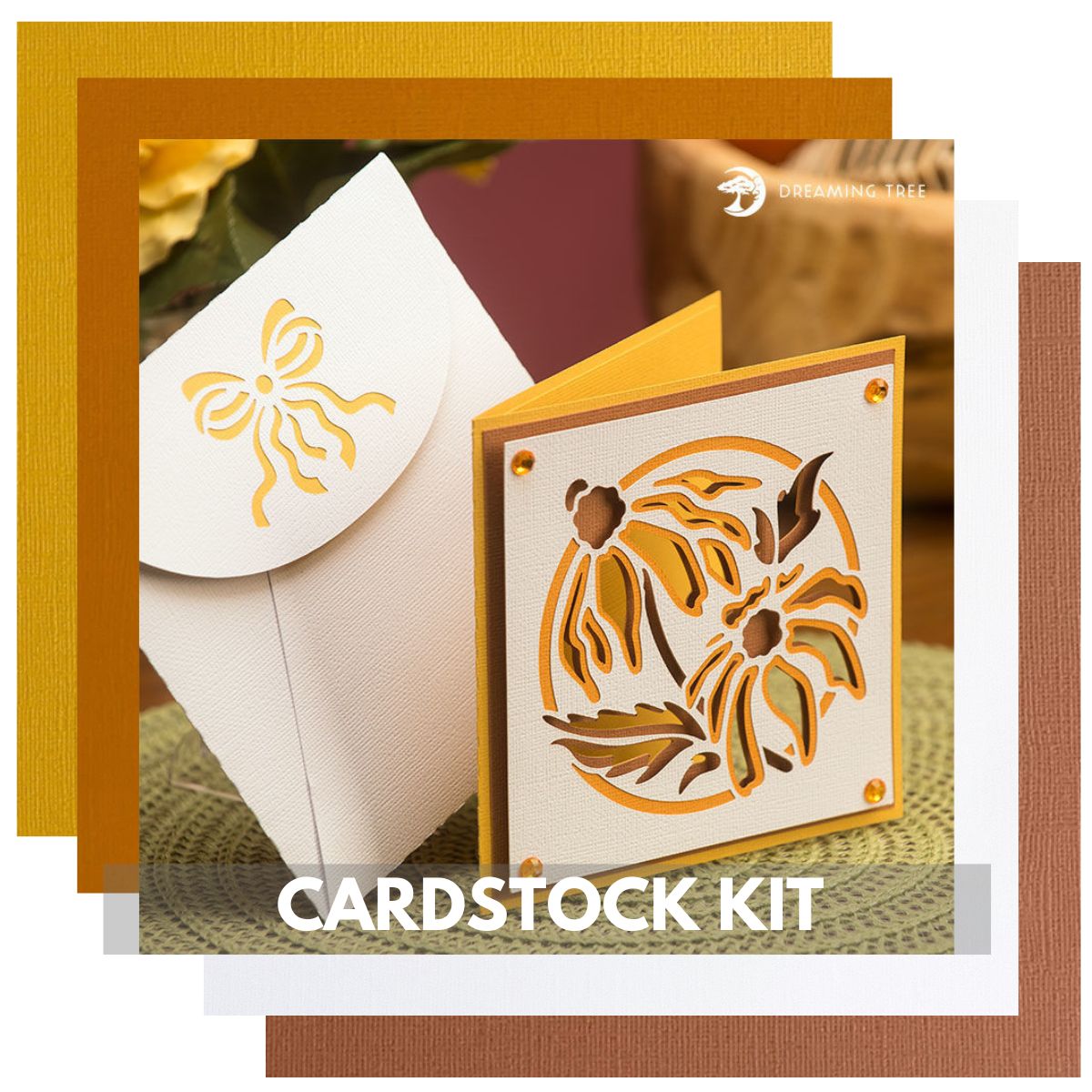 cardstock card kit for dreaming tree yellow floral card