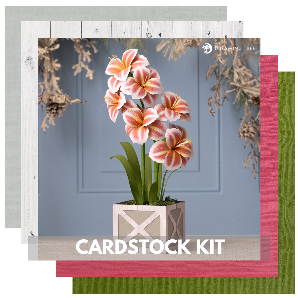 Paper amaryllis cardstock kit to coordinate with Dreaming Tree files.