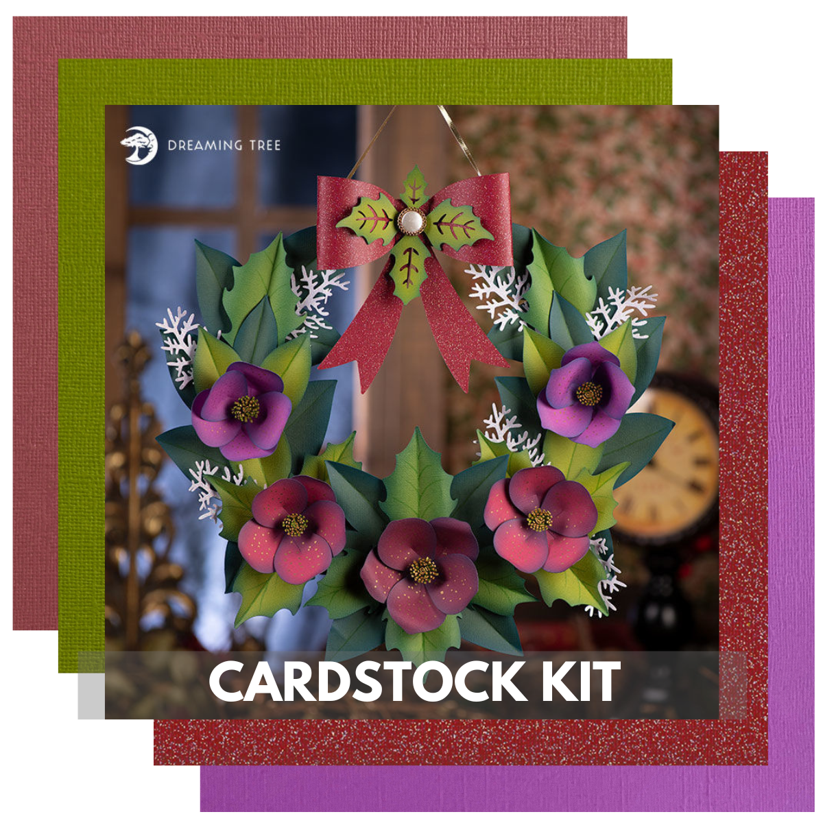 Paper Christmas Wreath Dreaming Tree Cardstock Kit