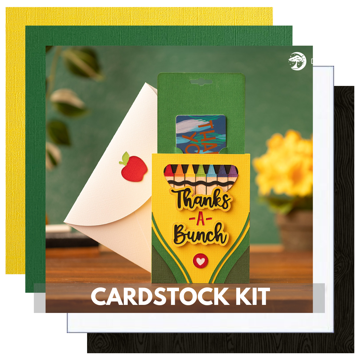 Dreaming Tree Crayons & Kudos cardstock kit | school themed handmade gift card holder