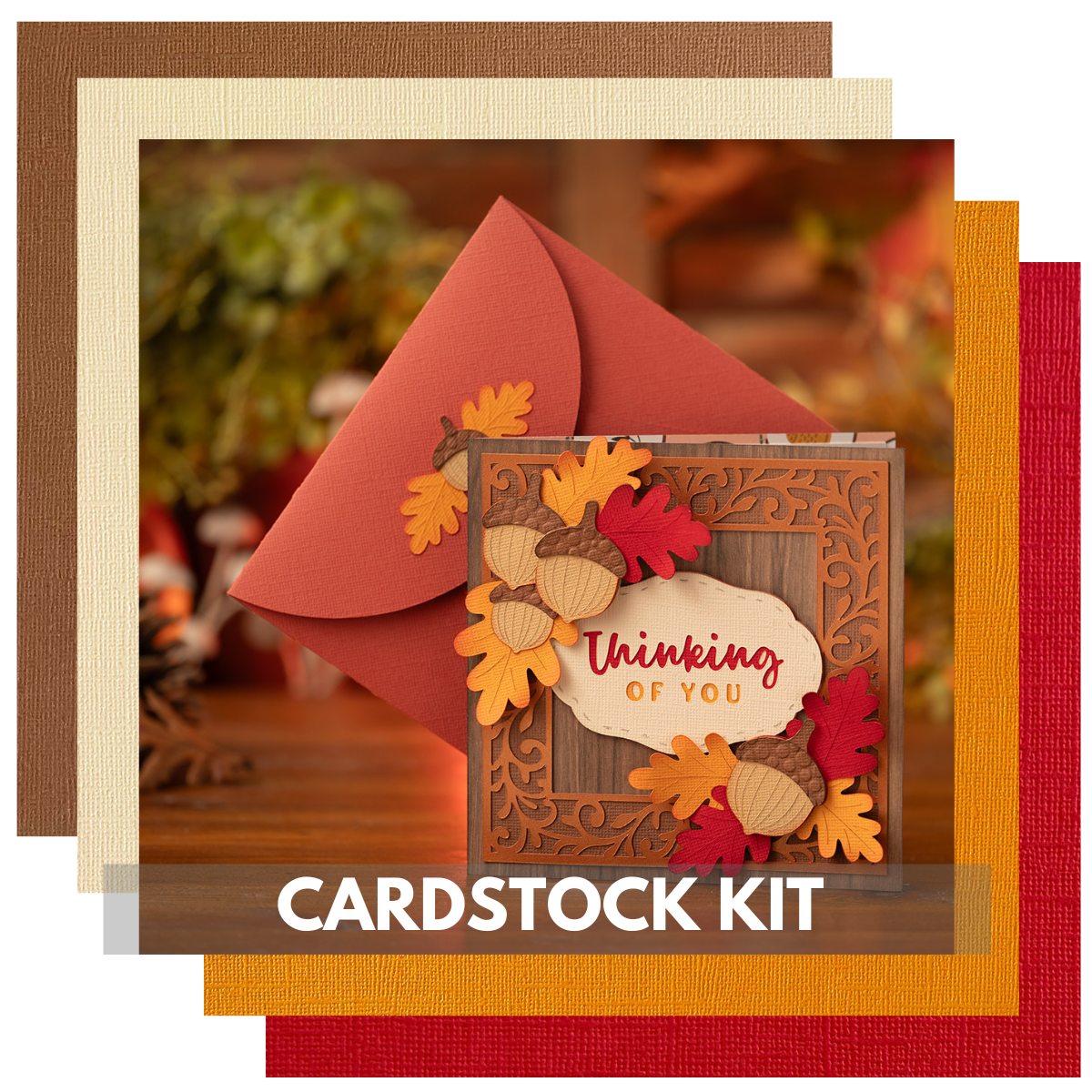 Cardstock Kit for a handmade fall card featuring Dreaming Tree Fall Moments Card SVG files