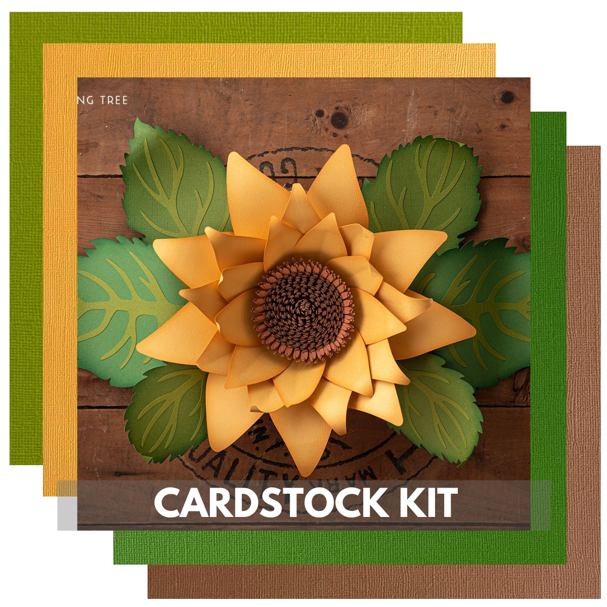 Paper Sunflpwer cardstock kit coordinating with Dreaming Tree Sunflower Decor SVG files.