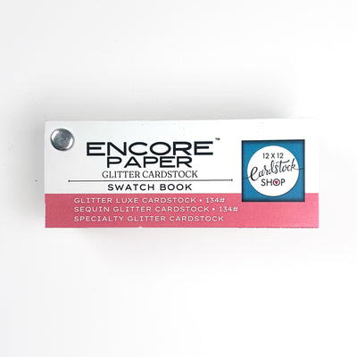 Encore Glitter Cardstock Swatch Book includes Glitter Luxe, Sequin Glitter and Specialty Glitter offering under the Encore Paper brand. 