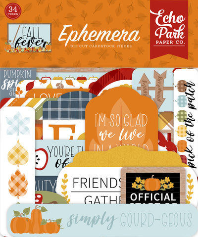 Fall Fever Ephemera Die Cut Cardstock Pack includes 34 different die-cut shapes ready to embellish any project. 