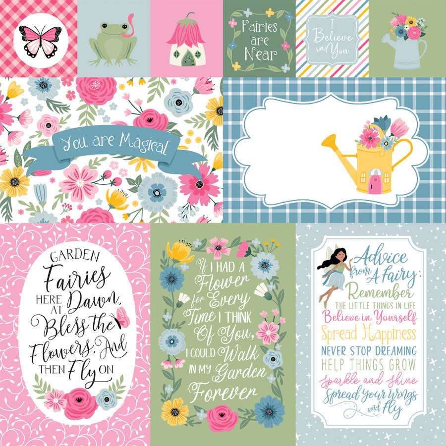 FAIRY GARDEN MULTI JOURNALING CARDS - 12x12 Double-Sided Patterned Paper - Echo Park