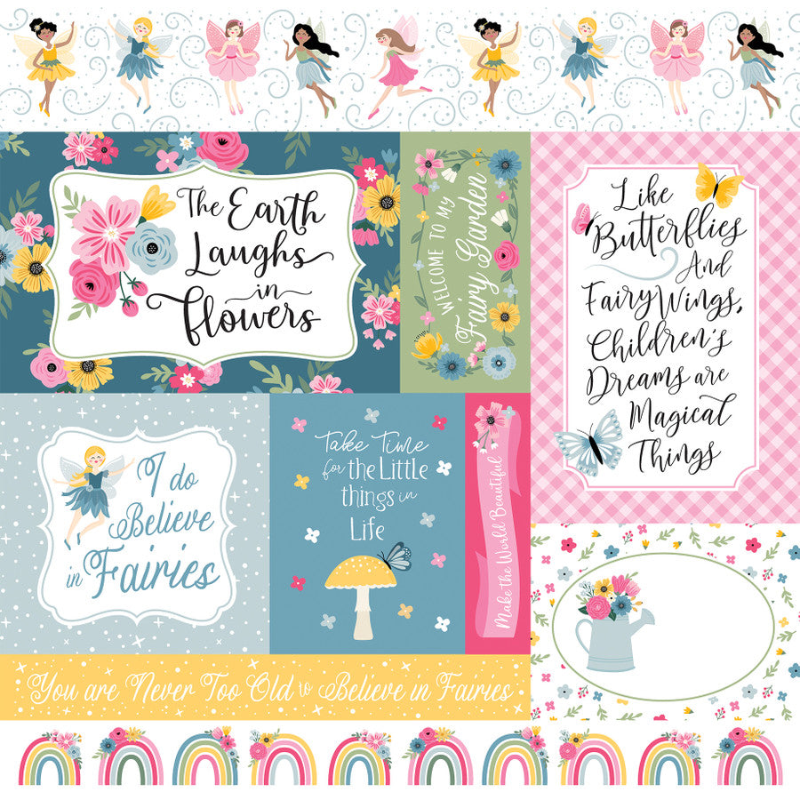FAIRY GARDEN JOURNALING CARDS - 12x12 Double-Sided Patterned Paper - Echo Park