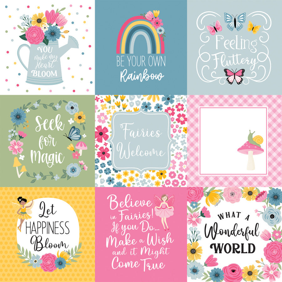 FAIRY GARDEN 4X4 JOURNALING CARDS - 12x12 Double-Sided Patterned Paper - Echo Park