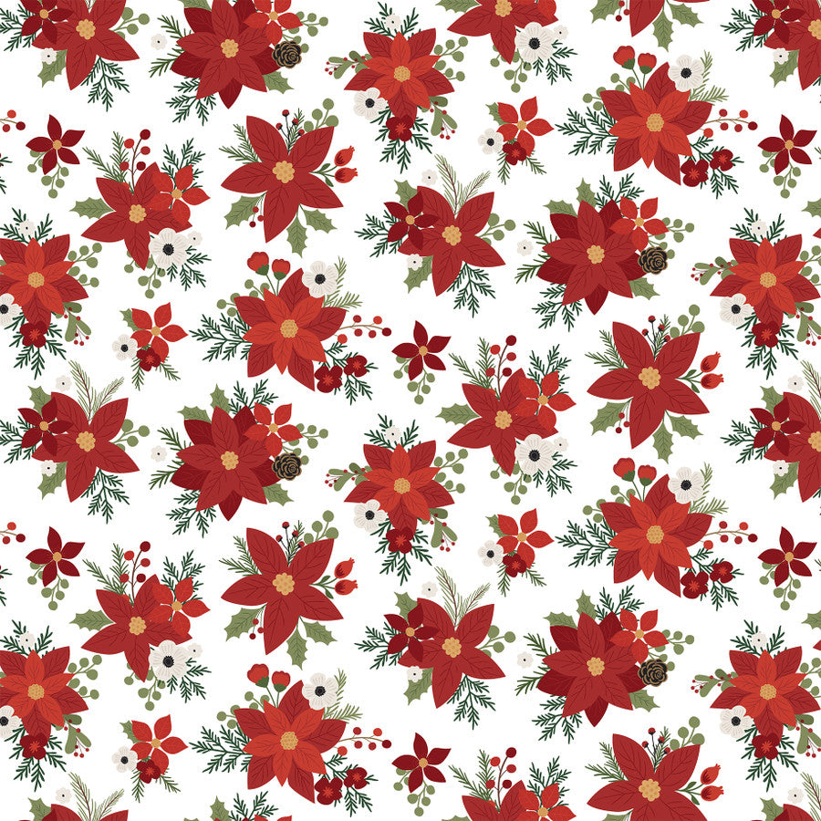 SANTA'S POINSETTIAS - 12x12 Double-Sided Patterned Paper - Echo Park