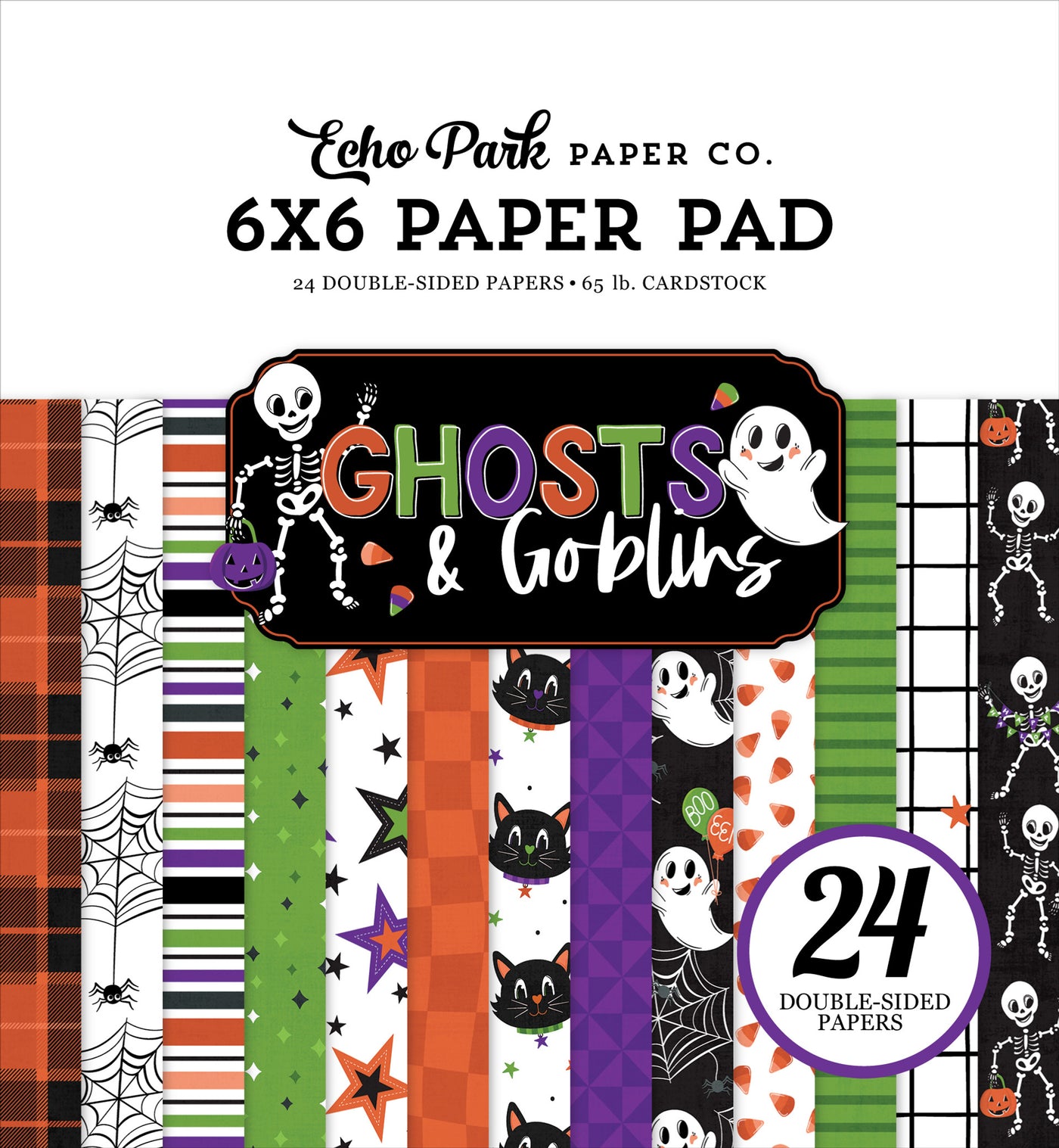 Echo Park paper pad with Halloween-themed designs on a white background