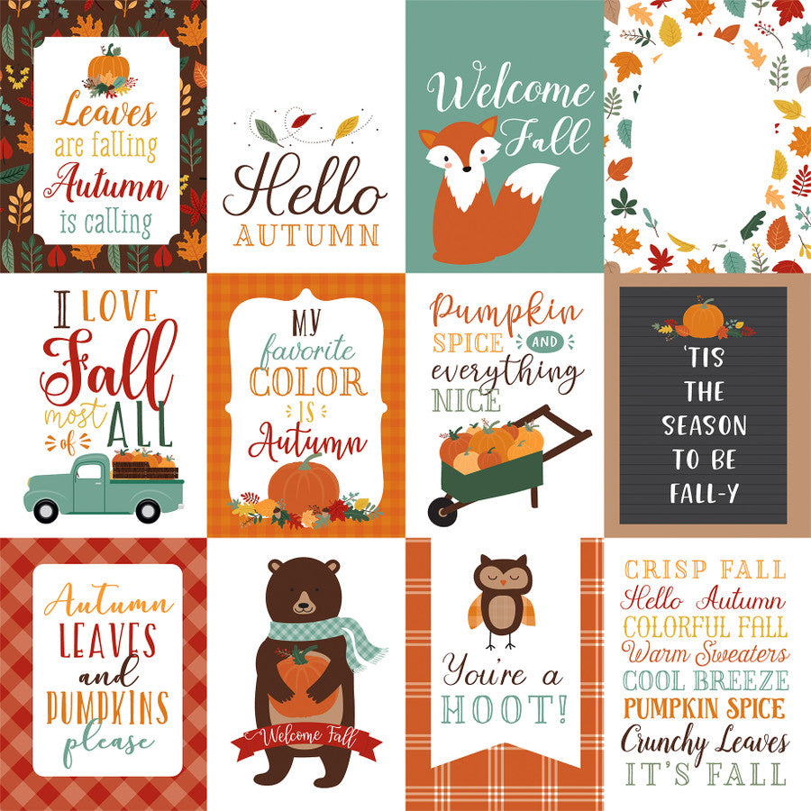 HAPPY FALL 3X4 JOURNALING CARDS - 12x12 Double-Sided Patterned Paper - Echo Park