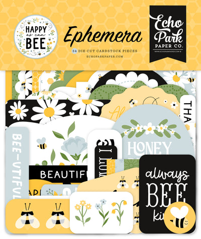 Happy As Can Bee Ephemera Die Cut Cardstock Pack.  Pack includes 33 different die-cut shapes ready to embellish any project.