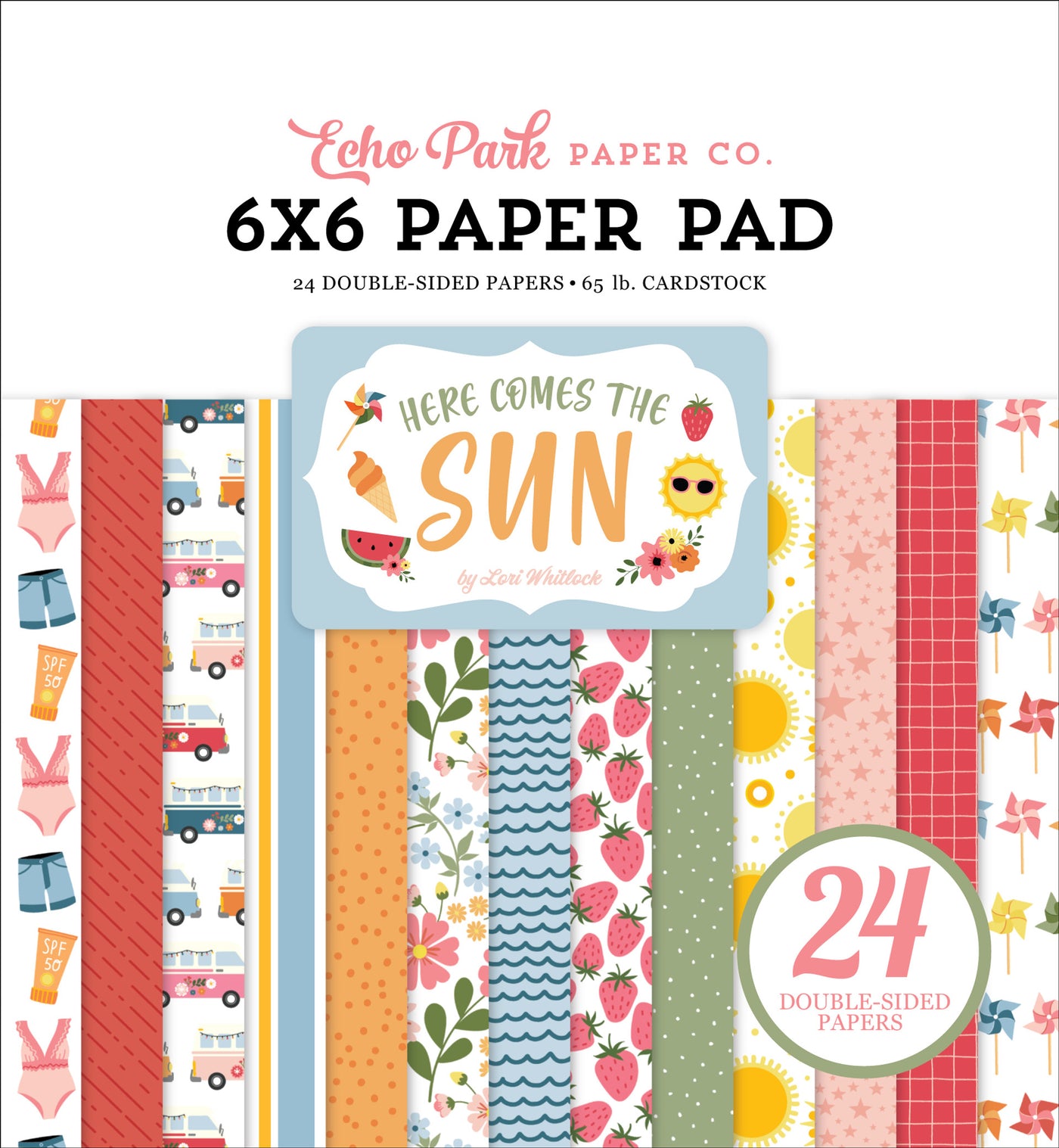 6x6 pad loaded with bright, fun, summer-related graphics and patterns. Fun for cards and papercrafts. Includes 24 double-sided pages.