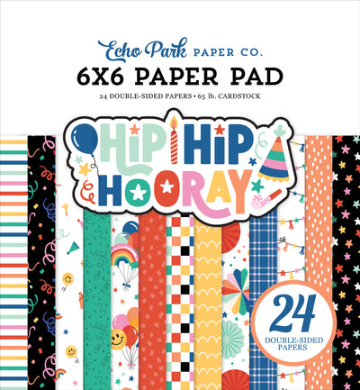 Birthday theme for girl or boy. 6x6 pad with 24 colorful, double-sided pages. Ideal for cards. By Echo Park Paper.