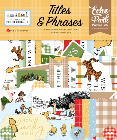 The House At Pooh Corner Titles & Phrases Die Cut Cardstock Pack includes 32 die-cut shapes ready to embellish any project. 