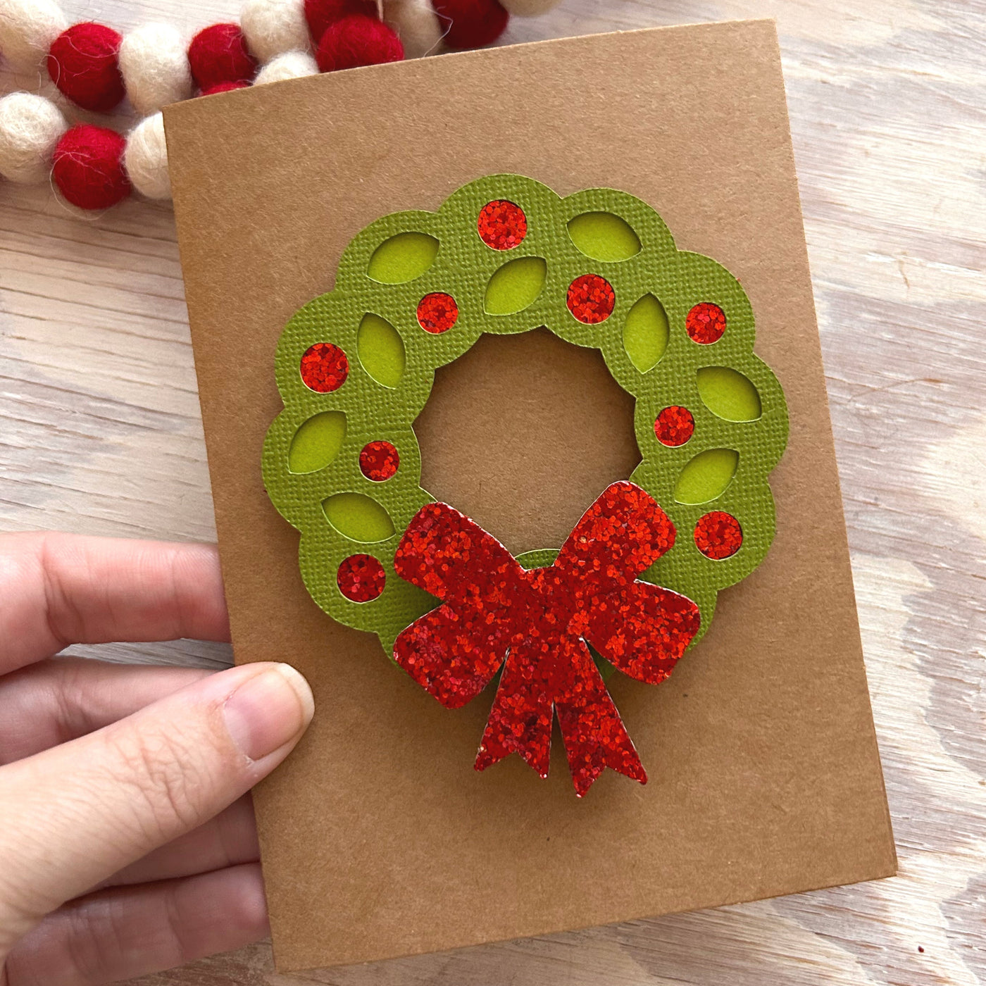 handmade card paper craft using chunky red glitter cardstock