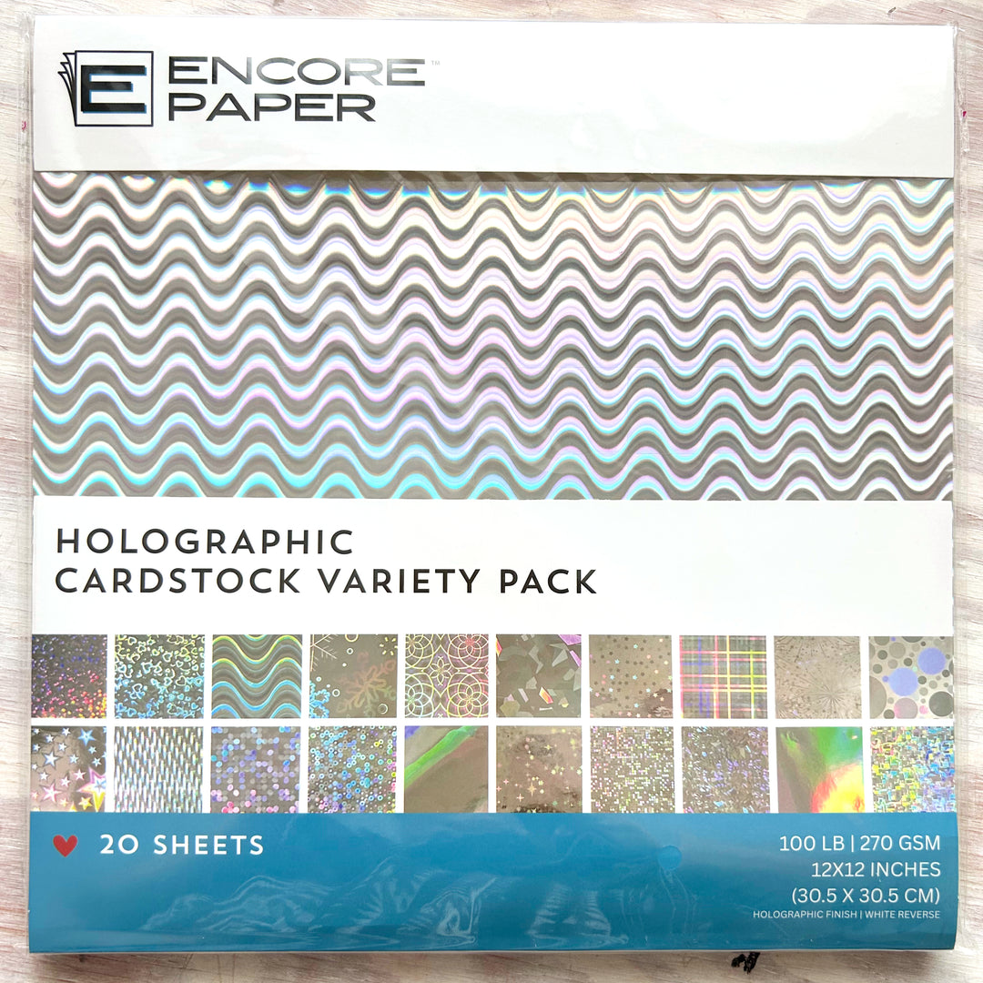 HOLOGRAPHIC CARDSTOCK Complete Variety Pack - 20 Sheets - 12 x12
