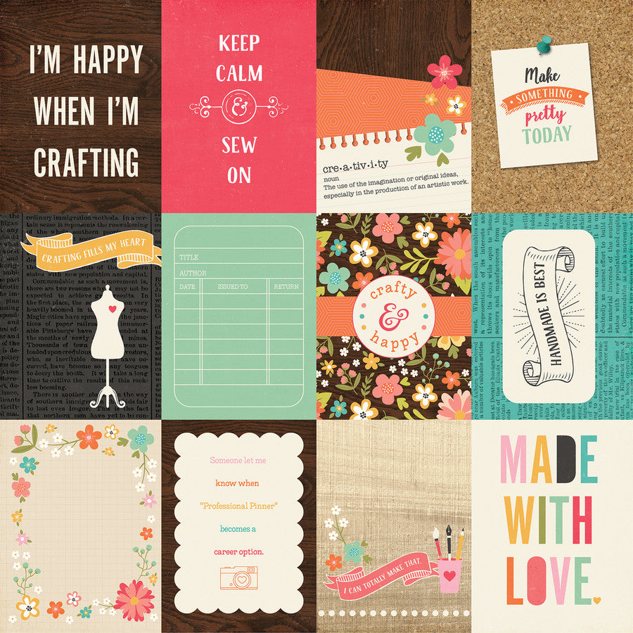 I'D RATHER BE CRAFTING JOURNALING CARDS - 12x12 Double-Sided Patterned Paper - Echo Park