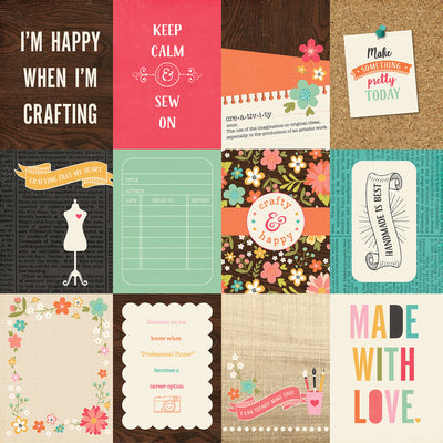 I'D RATHER BE CRAFTING JOURNALING CARDS - 12x12 Double-Sided Patterned Paper - Echo Park