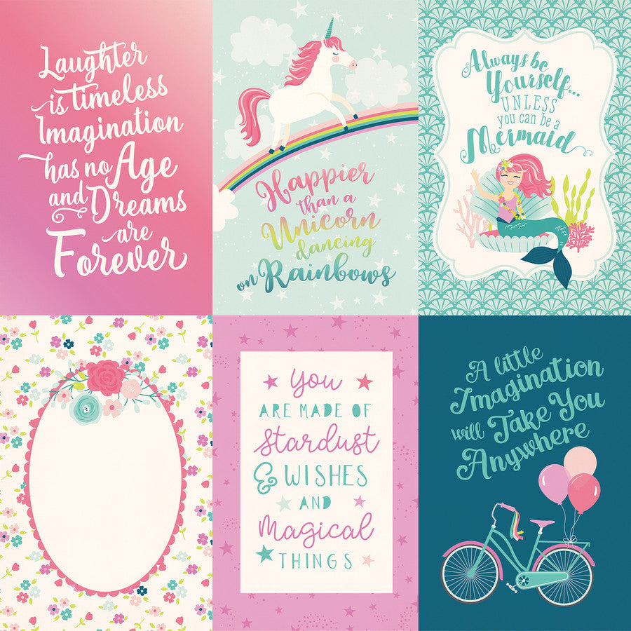 IMAGINE THAT GIRL 4X6 JOURNALING CARDS - 12x12 Double-Sided Patterned Paper - Echo Park