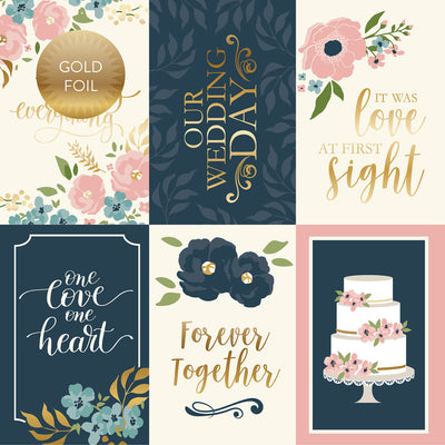 JUST MARRIED 4X6 JOURNALING CARDS - FOIL - 12x12 Double-Sided Patterned Paper - Echo Park