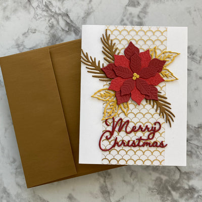 handmade Christmas card and gold envelope