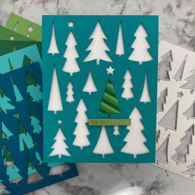 Cutout Christmas Tree Handmade Card with Capri Cove Encore Cardstock