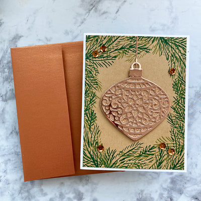Handmade Christmas Card with a copper metallic invitation envelope 