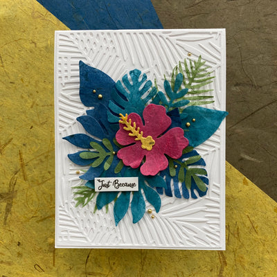 handmade card featuring Thai Banana mulberry paper