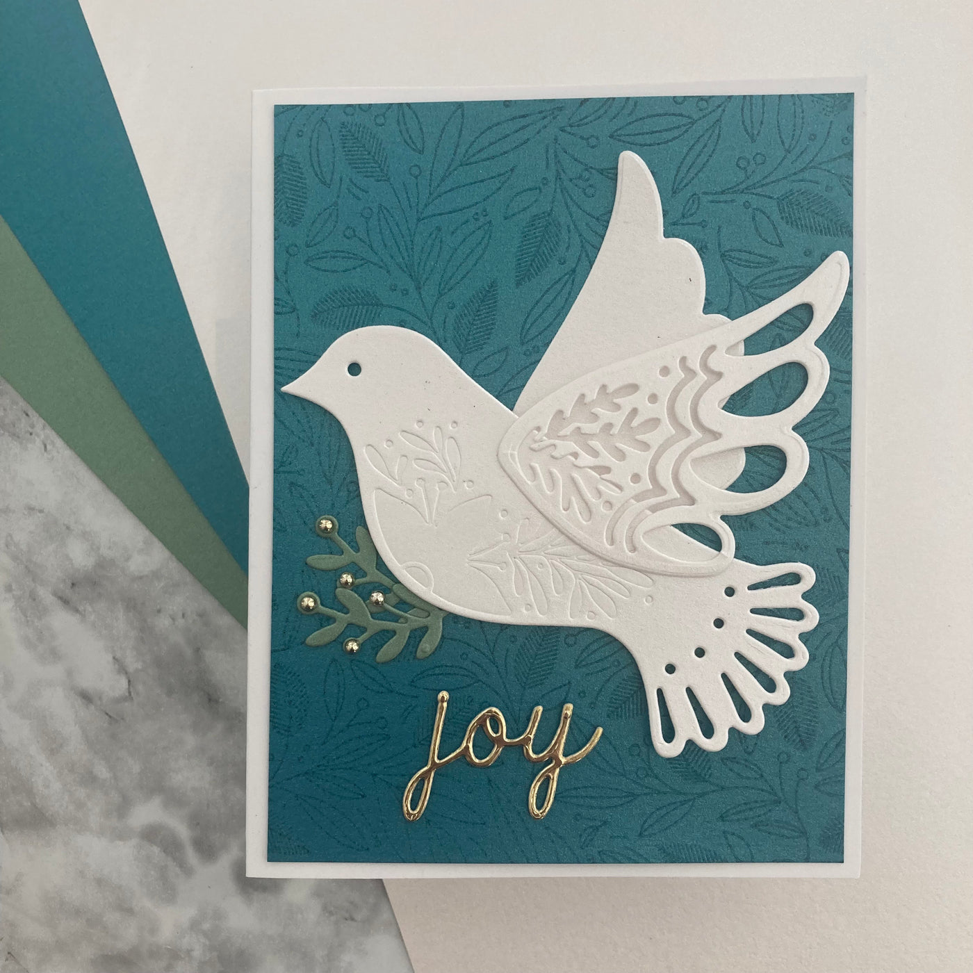Handmade Christmas card featuring Encore Dazzle in Bone China
