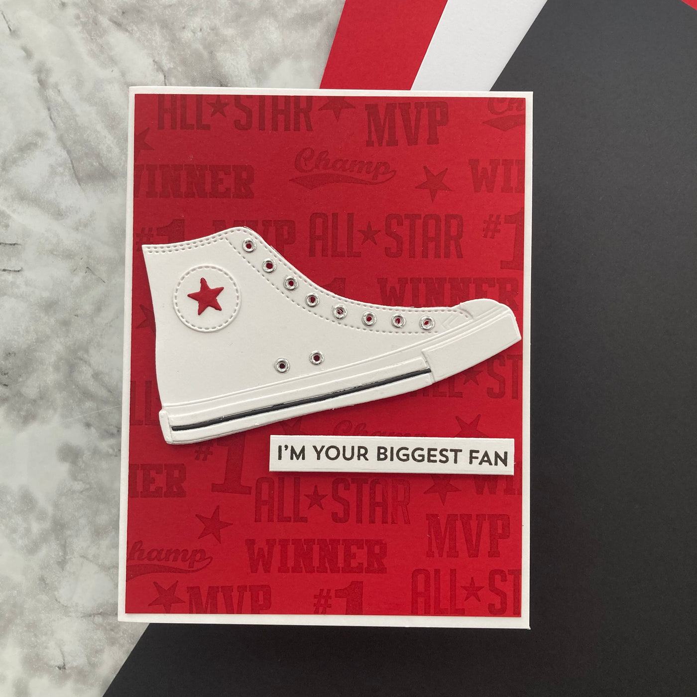 Handmade card featuring a Converse shoe made of Encore Smooth Cardstock