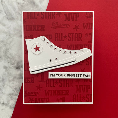 Handmade card featuring Encore Smooth Red cardstock and smooth white cardstock