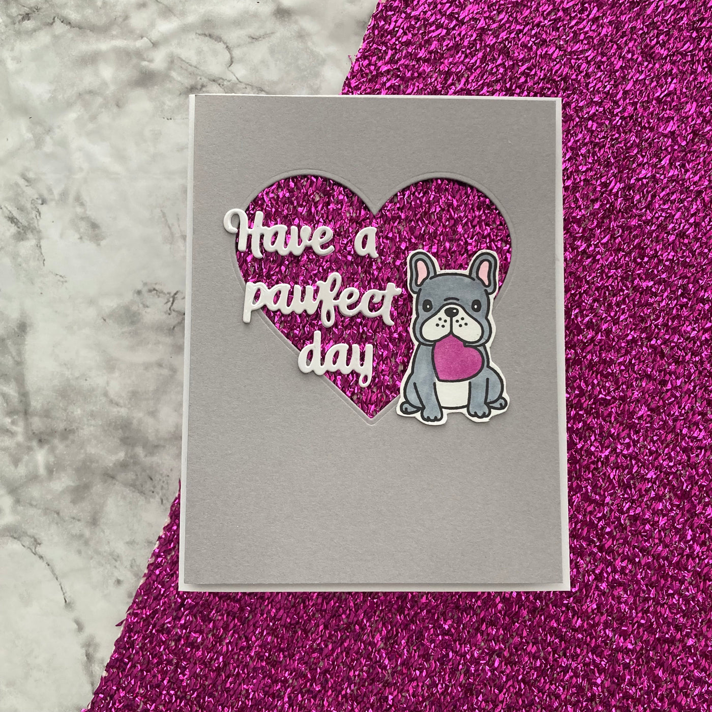 Handmade birthday card featuring Encore Tinsel cardstock in Pinkalicious