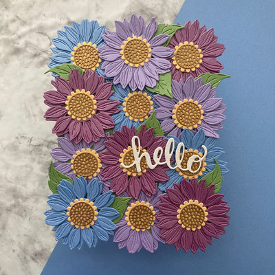 Handmade card featuring flower dies cut from Neenah Stardream in Vista