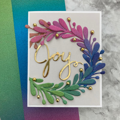 handmade Christmas card with non-traditional colors gradient glitter cardstock