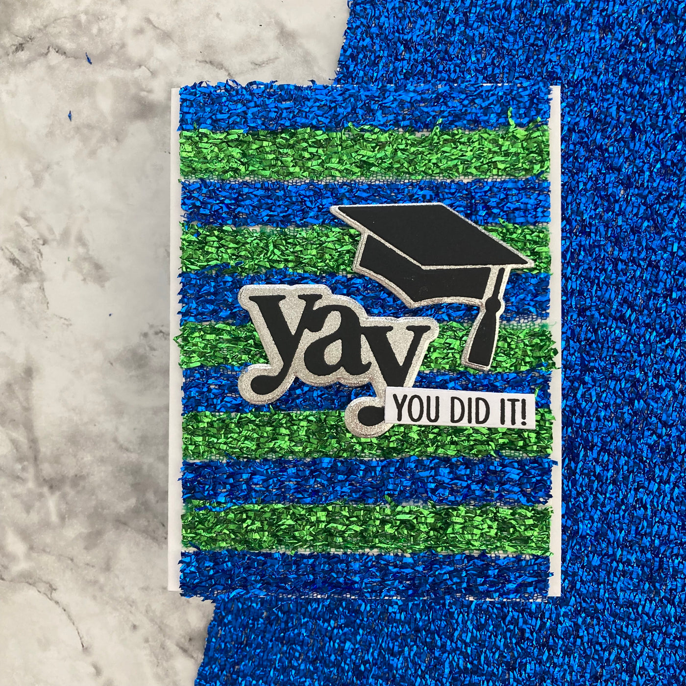 handmade graduation card featuring Encore Tinsel Cardstock