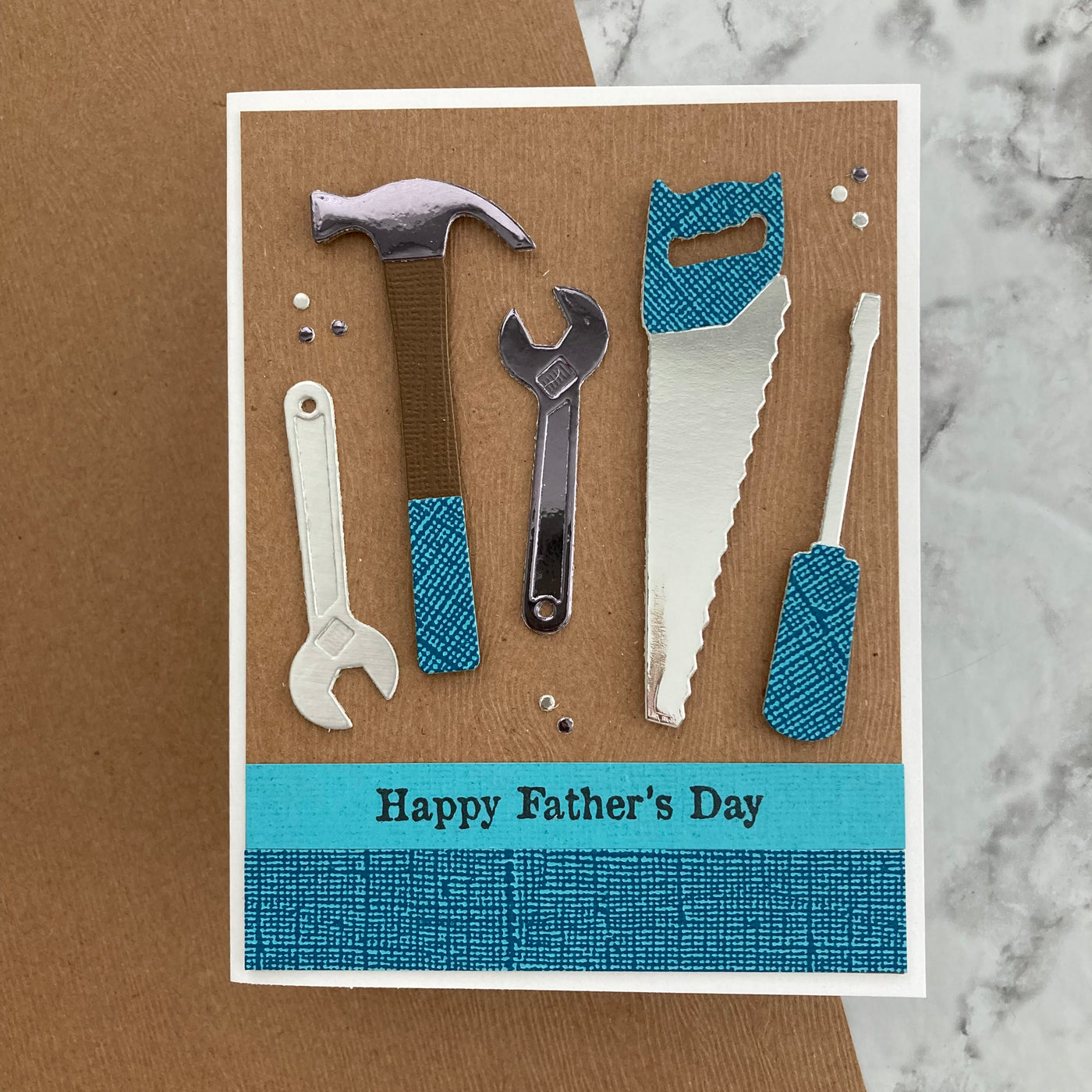 handmade father's day card featuring gunmetal foil cardstock