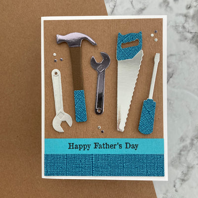 handmade father's day card featuring gunmetal foil cardstock