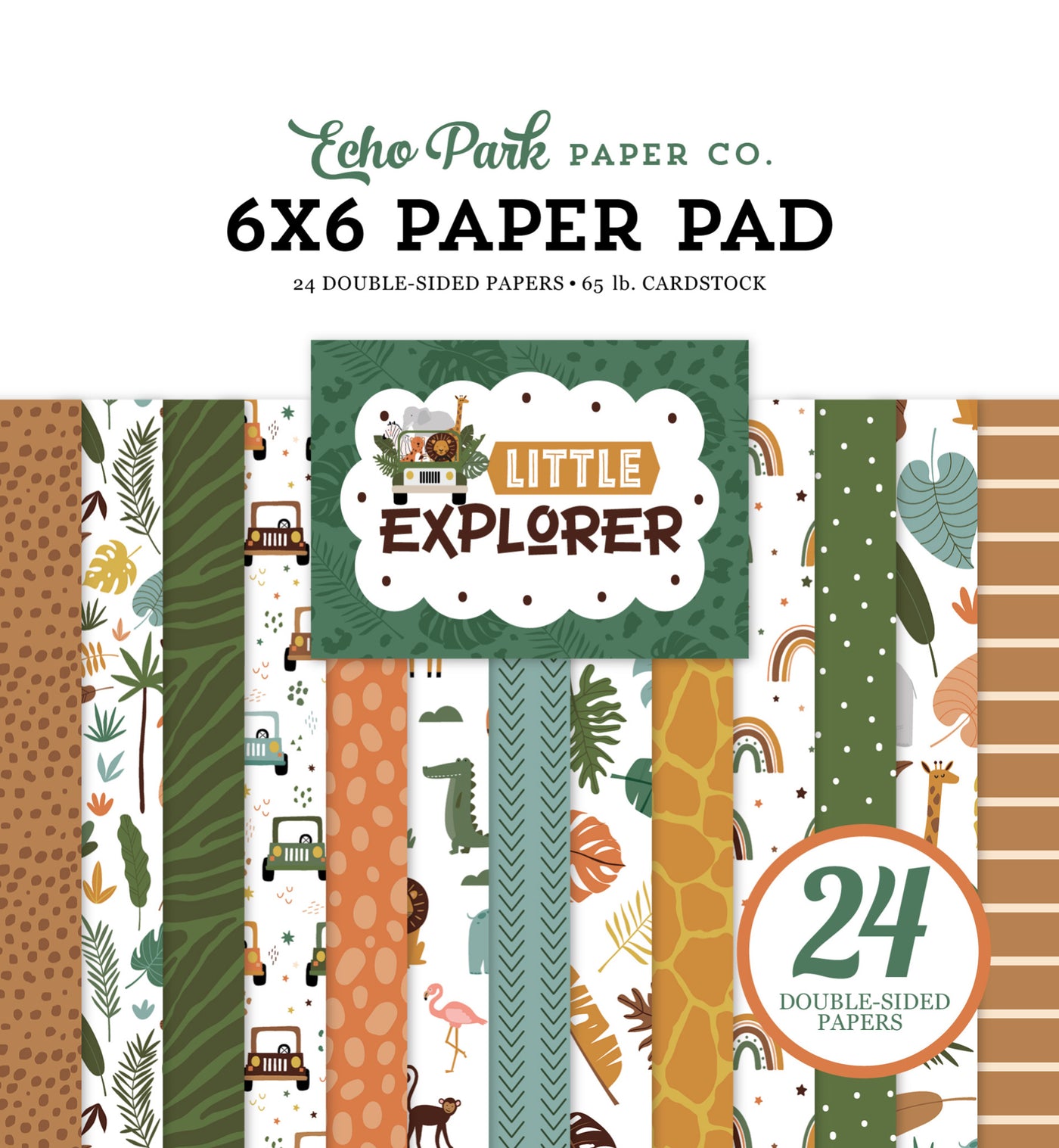Imagined and real places, friendly zoo animals, and more help you tell stories of adventure. 6x6 pad with 24 double-sided pages for versatile paper crafting. By Echo Park Paper Co.