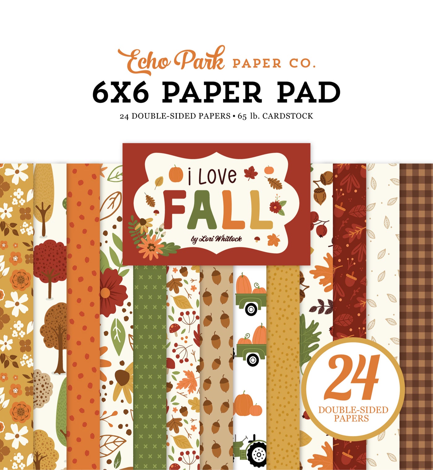 Autumn theme 6x6 pad with 24 double-sided pages for fun paper crafting. From Echo Park Paper Co.