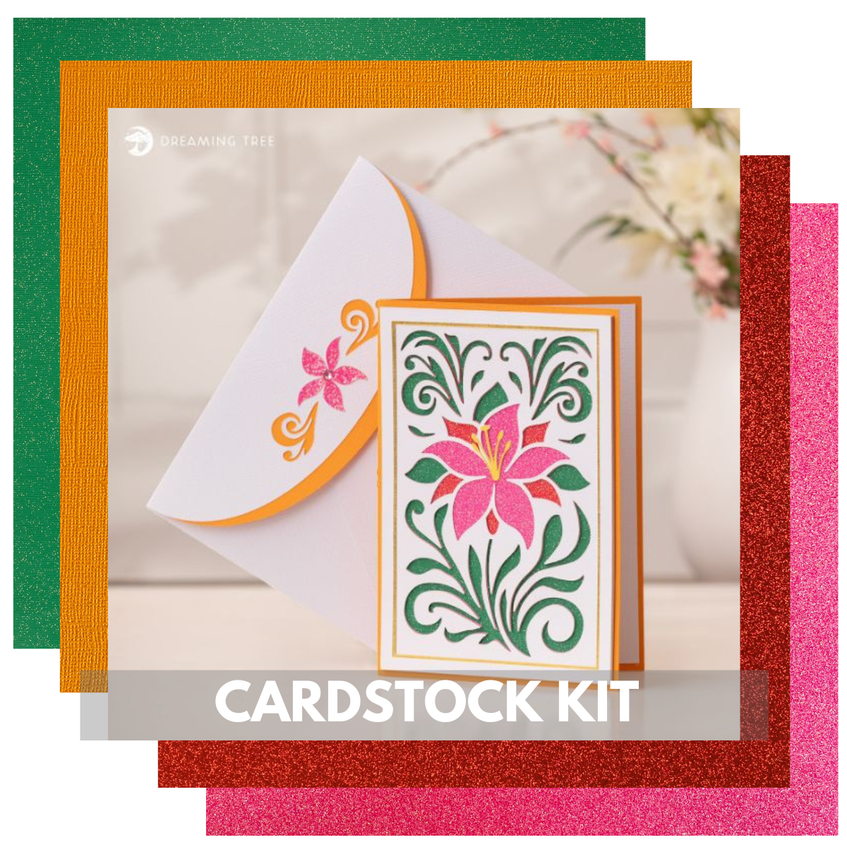 cardstock card kit for dreaming tree lily flourish card