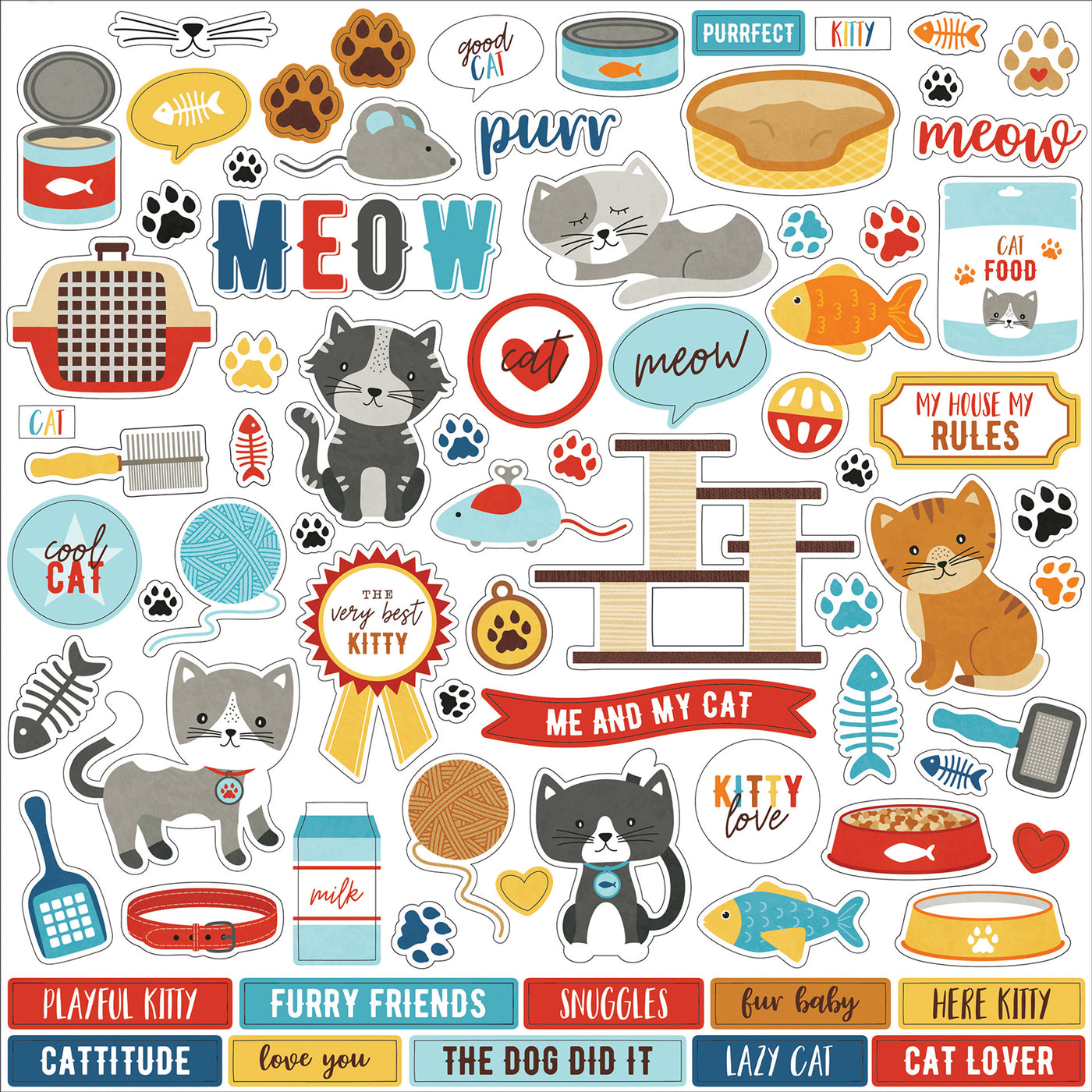 I LOVE MY CAT - 12x12 Element Sticker - Echo Park