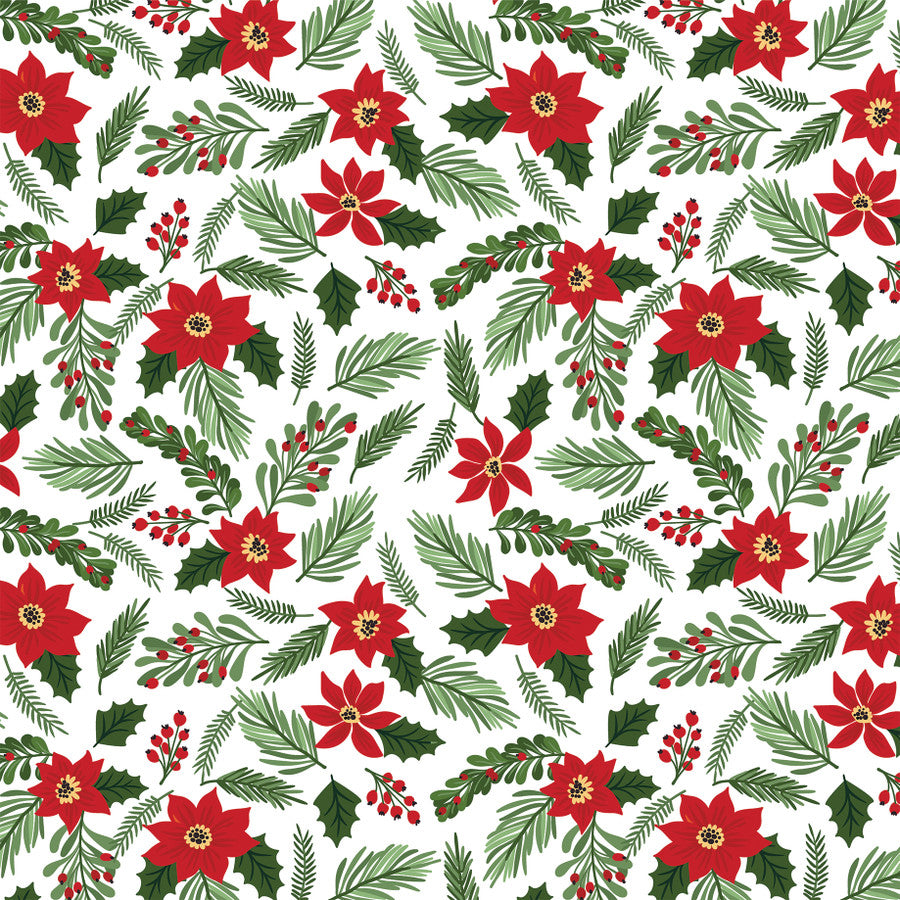 POINSETTIAS AND PINE - 12x12 Double-Sided Patterned Paper - Echo Park