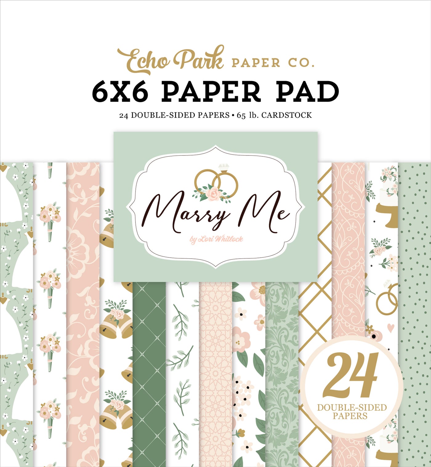 MARRY ME 6x6 Paper Pad from Echo Park - 6x6 pad features wedding theme in lovely colors and patterns. Fun for cards and paper crafts. Includes 24 double-sided pages.
