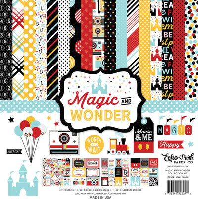 Magic & Wonder, 12x12 Collection Kit from Echo Park Paper - This archival-quality kit contains twelve 12x12 double-sided papers, including a cover and a 12x12 element sticker. The fun themes and colors are reminiscent of the Magic Kingdom.