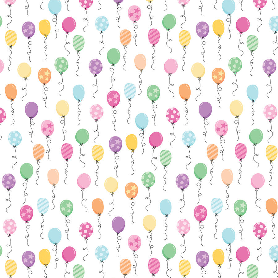 BIRTHDAY GIRL BALLOONS - 12x12 Double-Sided Patterned Paper - Echo Park